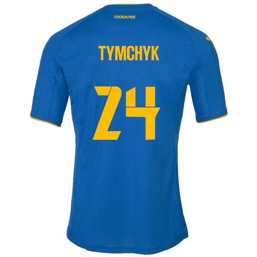 Kandiny Enfant Maillot Ukraine Oleksandr Tymchyk #24 Bleu Tenues Extérieur 24-26 T-Shirt