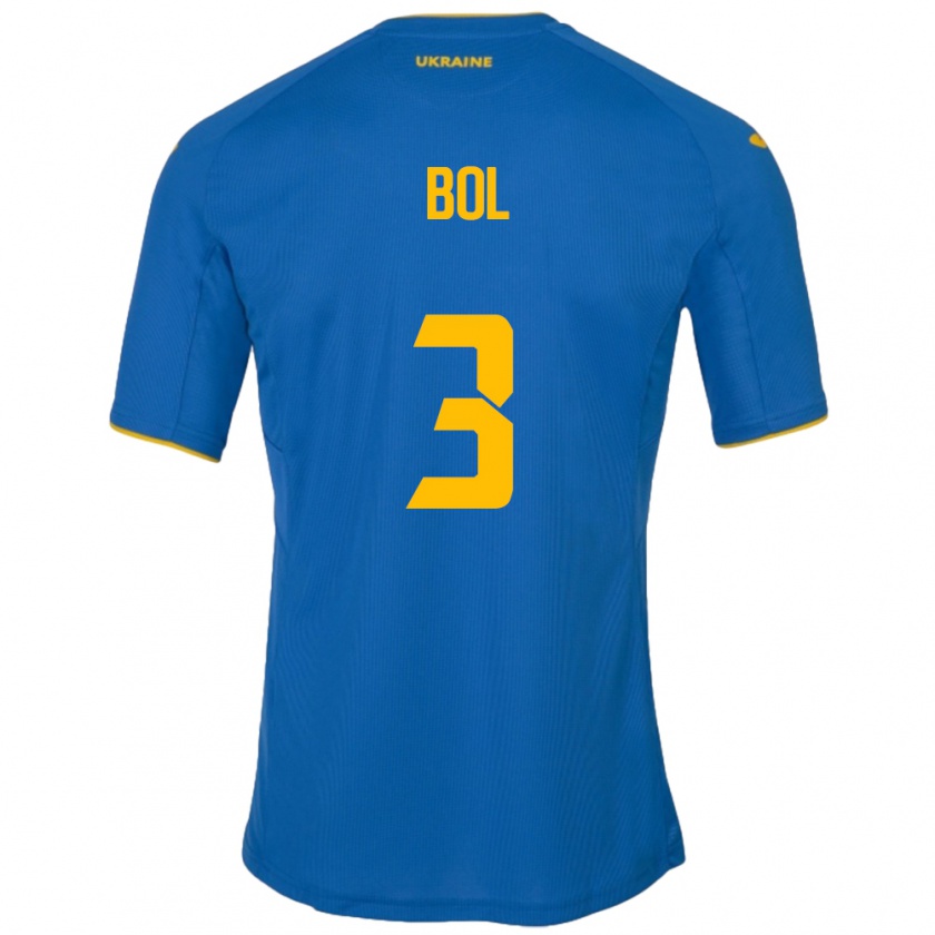 Kandiny Enfant Maillot Ukraine Anton Bol #3 Bleu Tenues Extérieur 24-26 T-Shirt