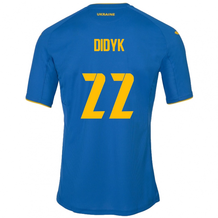 Kandiny Enfant Maillot Ukraine Roman Didyk #22 Bleu Tenues Extérieur 24-26 T-Shirt