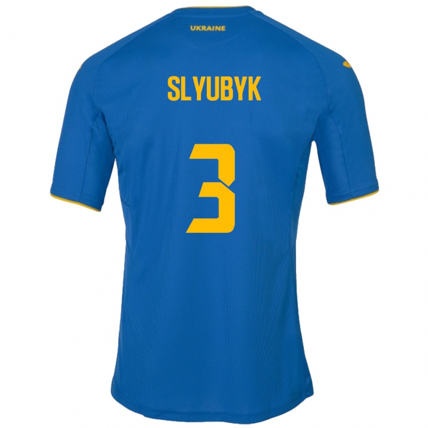 Kandiny Enfant Maillot Ukraine Bogdan Slyubyk #3 Bleu Tenues Extérieur 24-26 T-Shirt