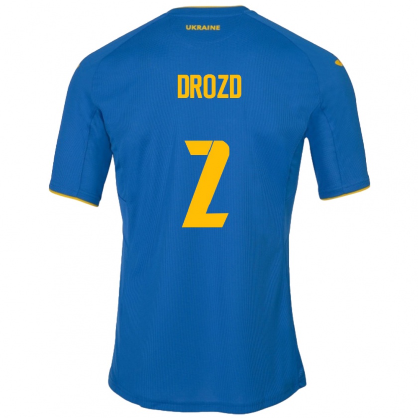 Kandiny Enfant Maillot Ukraine Anton Drozd #2 Bleu Tenues Extérieur 24-26 T-Shirt