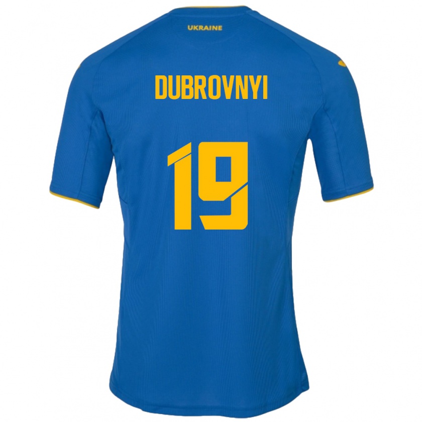 Kandiny Enfant Maillot Ukraine Mykhaylo Dubrovnyi #19 Bleu Tenues Extérieur 24-26 T-Shirt