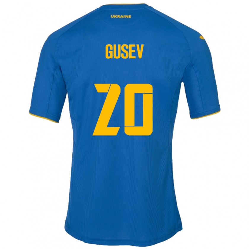 Kandiny Enfant Maillot Ukraine Oleksiy Gusev #20 Bleu Tenues Extérieur 24-26 T-Shirt