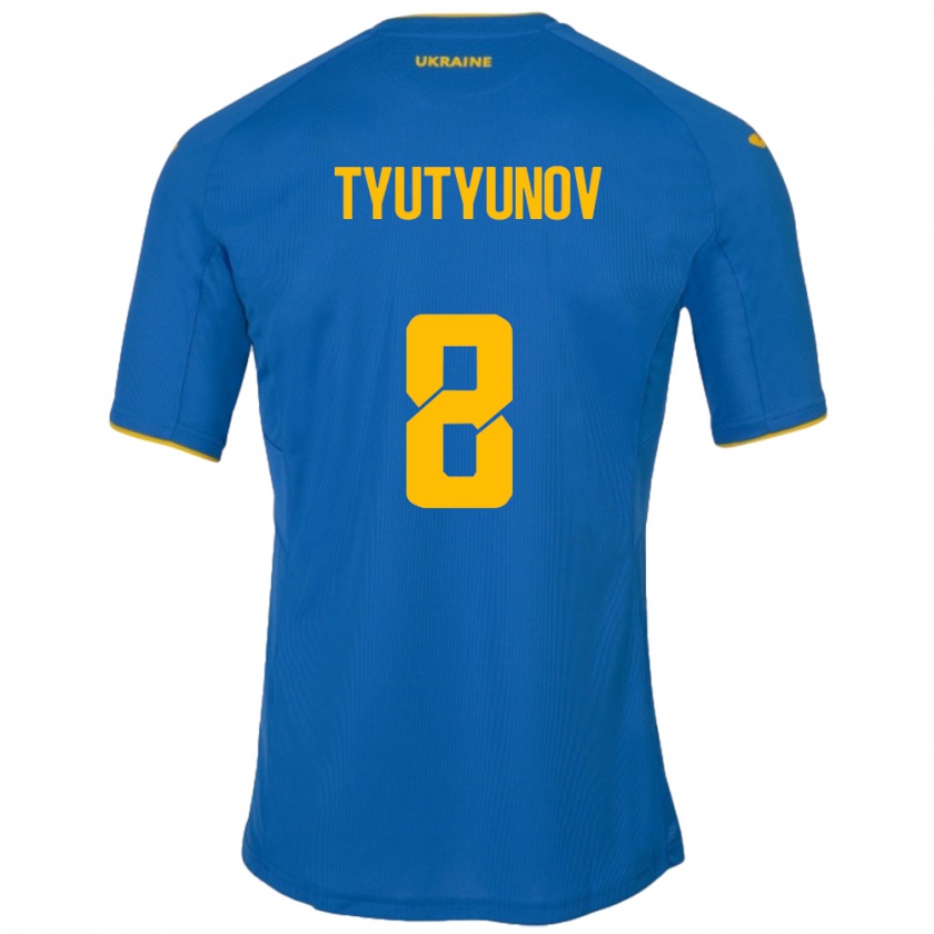 Kandiny Enfant Maillot Ukraine Vladyslav Tyutyunov #8 Bleu Tenues Extérieur 24-26 T-Shirt