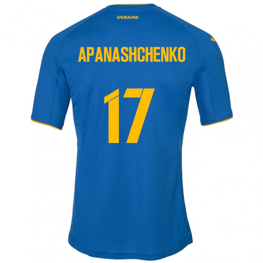 Kandiny Enfant Maillot Ukraine Daryna Apanashchenko #17 Bleu Tenues Extérieur 24-26 T-Shirt