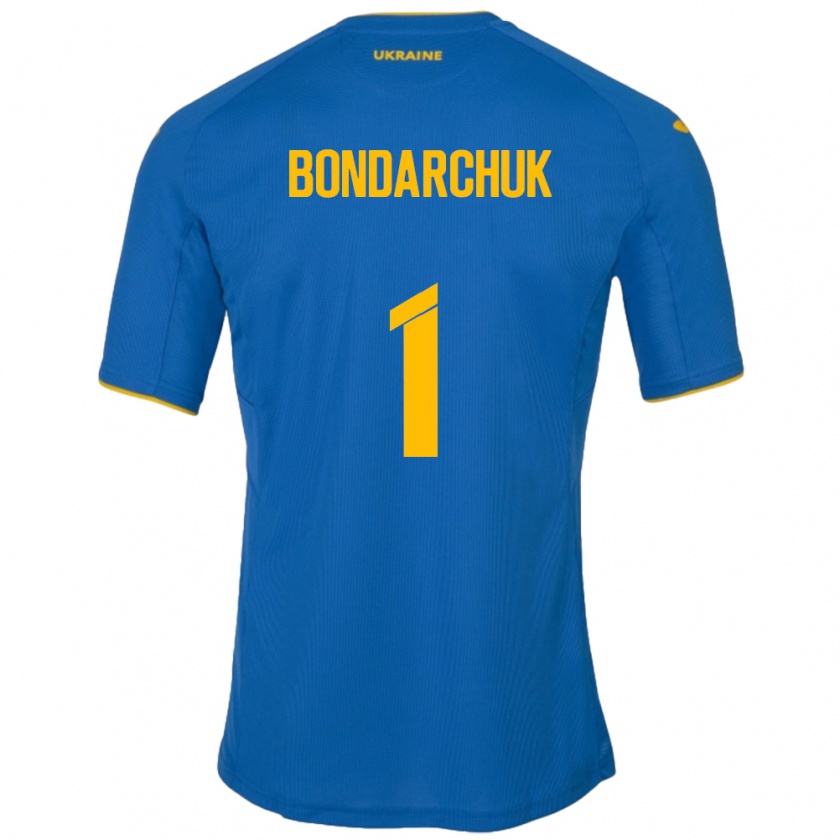 Kandiny Enfant Maillot Ukraine Daryna Bondarchuk #1 Bleu Tenues Extérieur 24-26 T-Shirt