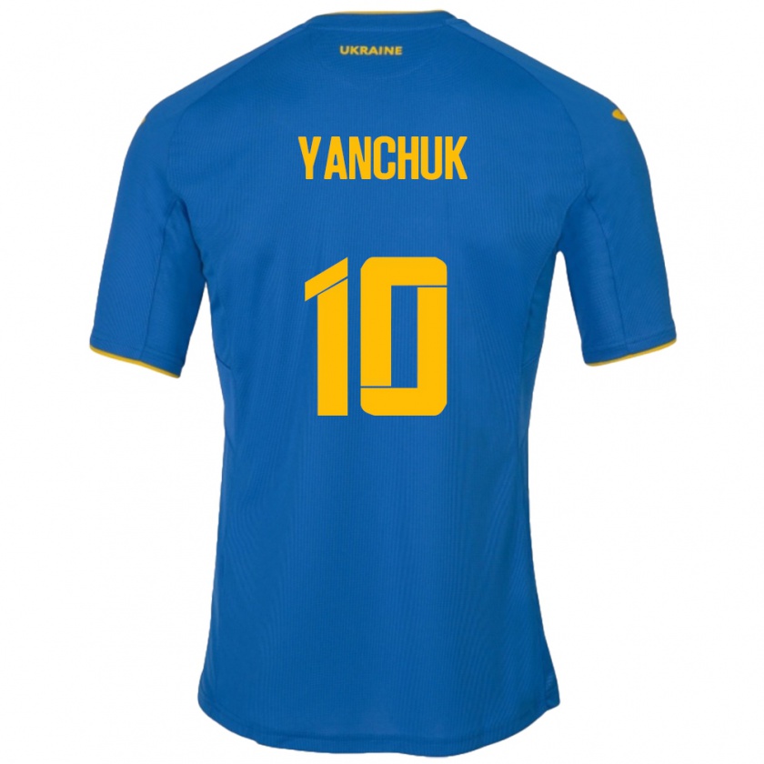 Kandiny Enfant Maillot Ukraine Polina Yanchuk #10 Bleu Tenues Extérieur 24-26 T-Shirt