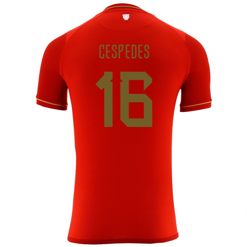 Kandiny Enfant Maillot Bolivie Boris Céspedes #16 Rouge Tenues Extérieur 24-26 T-Shirt