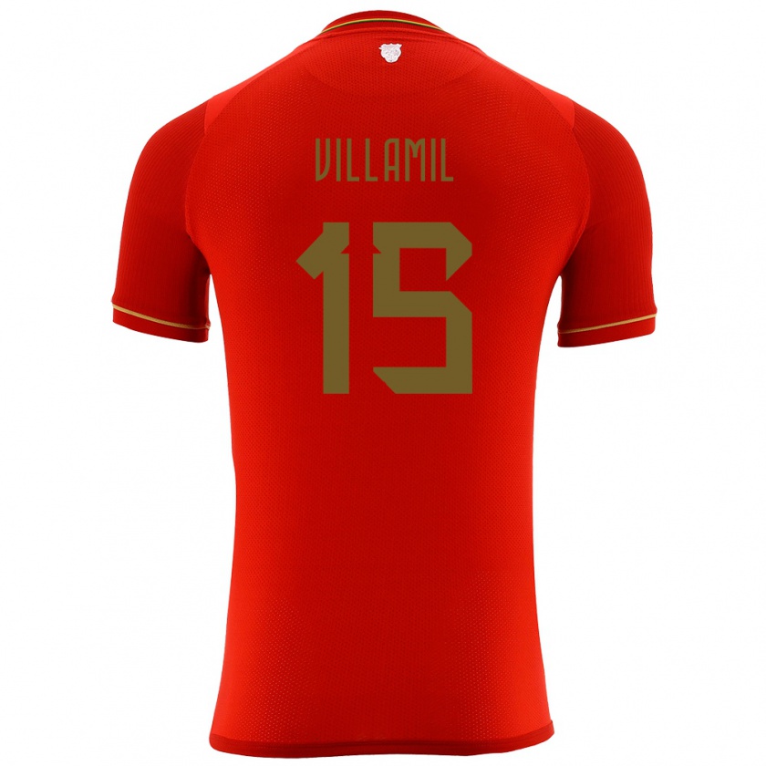 Kandiny Enfant Maillot Bolivie Gabriel Villamíl #15 Rouge Tenues Extérieur 24-26 T-Shirt