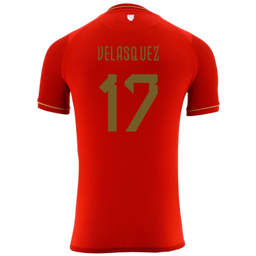 Kandiny Enfant Maillot Bolivie Jhon Velásquez #17 Rouge Tenues Extérieur 24-26 T-Shirt