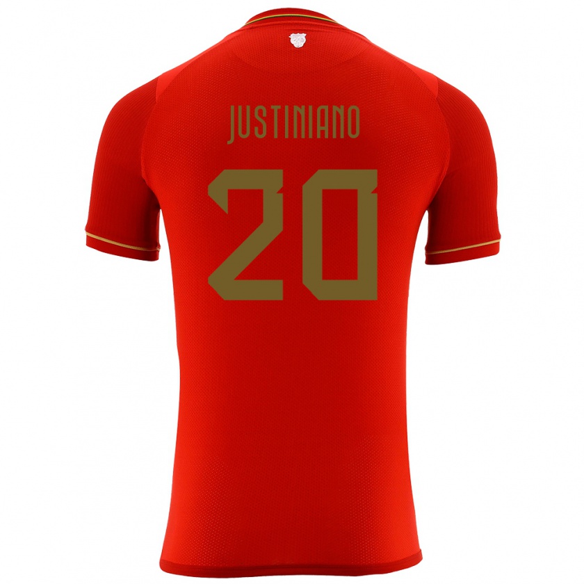 Kandiny Enfant Maillot Bolivie Leonardo Justiniano #20 Rouge Tenues Extérieur 24-26 T-Shirt