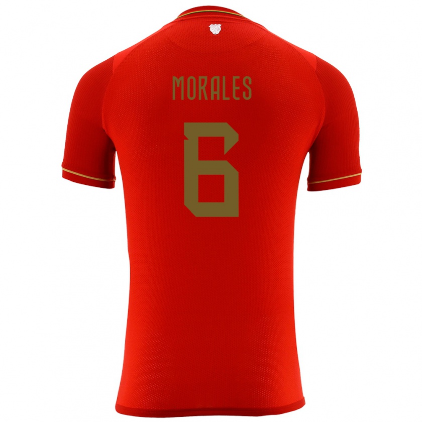 Kandiny Enfant Maillot Bolivie Efraín Morales #6 Rouge Tenues Extérieur 24-26 T-Shirt