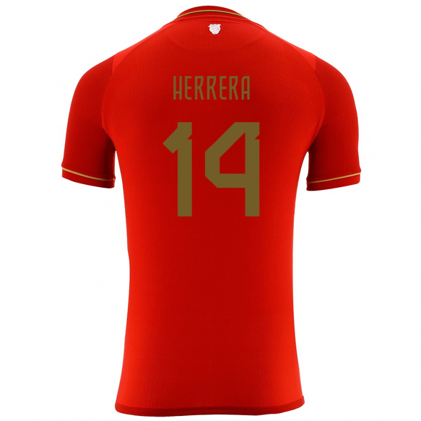 Kandiny Enfant Maillot Bolivie José Herrera #14 Rouge Tenues Extérieur 24-26 T-Shirt