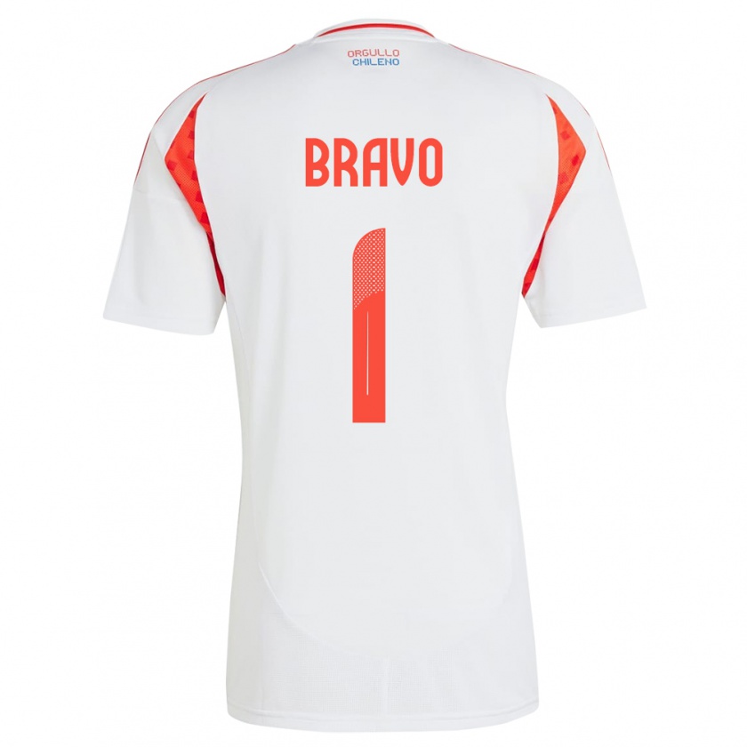 Kandiny Enfant Maillot Chili Claudio Bravo #1 Blanc Tenues Extérieur 24-26 T-Shirt