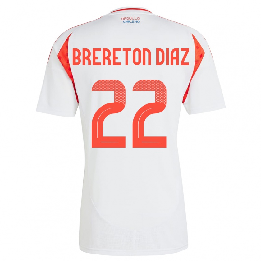 Kandiny Enfant Maillot Chili Ben Brereton Díaz #22 Blanc Tenues Extérieur 24-26 T-Shirt