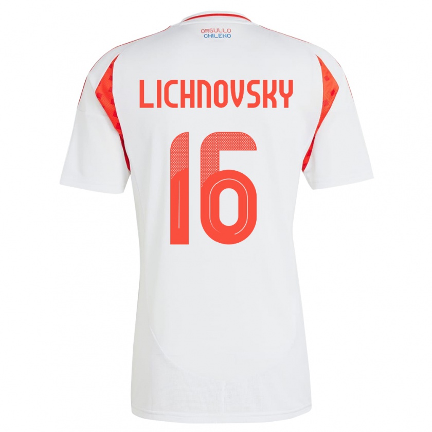 Kandiny Enfant Maillot Chili Igor Lichnovsky #16 Blanc Tenues Extérieur 24-26 T-Shirt