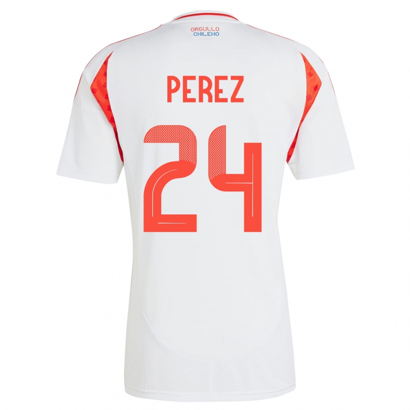 Kandiny Enfant Maillot Chili César Pérez #24 Blanc Tenues Extérieur 24-26 T-Shirt