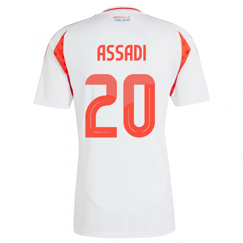 Kandiny Enfant Maillot Chili Lucas Assadi #20 Blanc Tenues Extérieur 24-26 T-Shirt