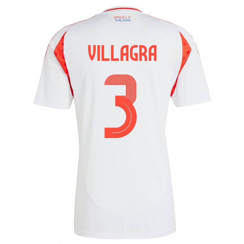 Kandiny Enfant Maillot Chili Jonathan Villagra #3 Blanc Tenues Extérieur 24-26 T-Shirt