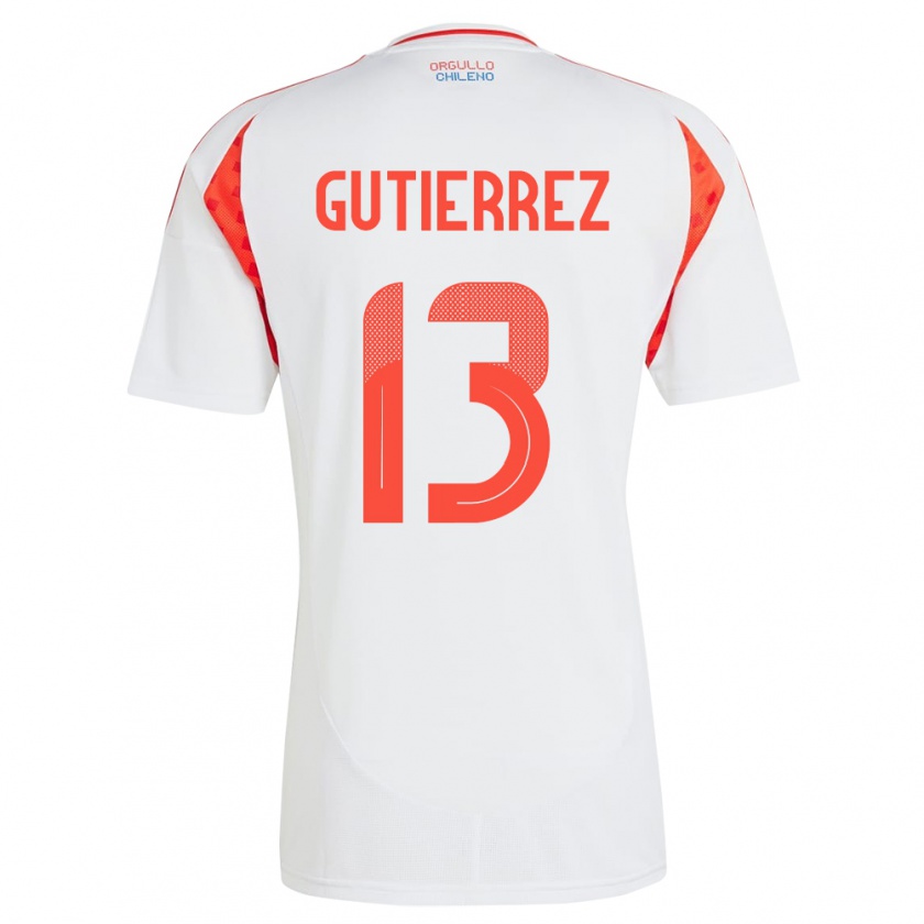 Kandiny Enfant Maillot Chili Daniel Gutiérrez #13 Blanc Tenues Extérieur 24-26 T-Shirt