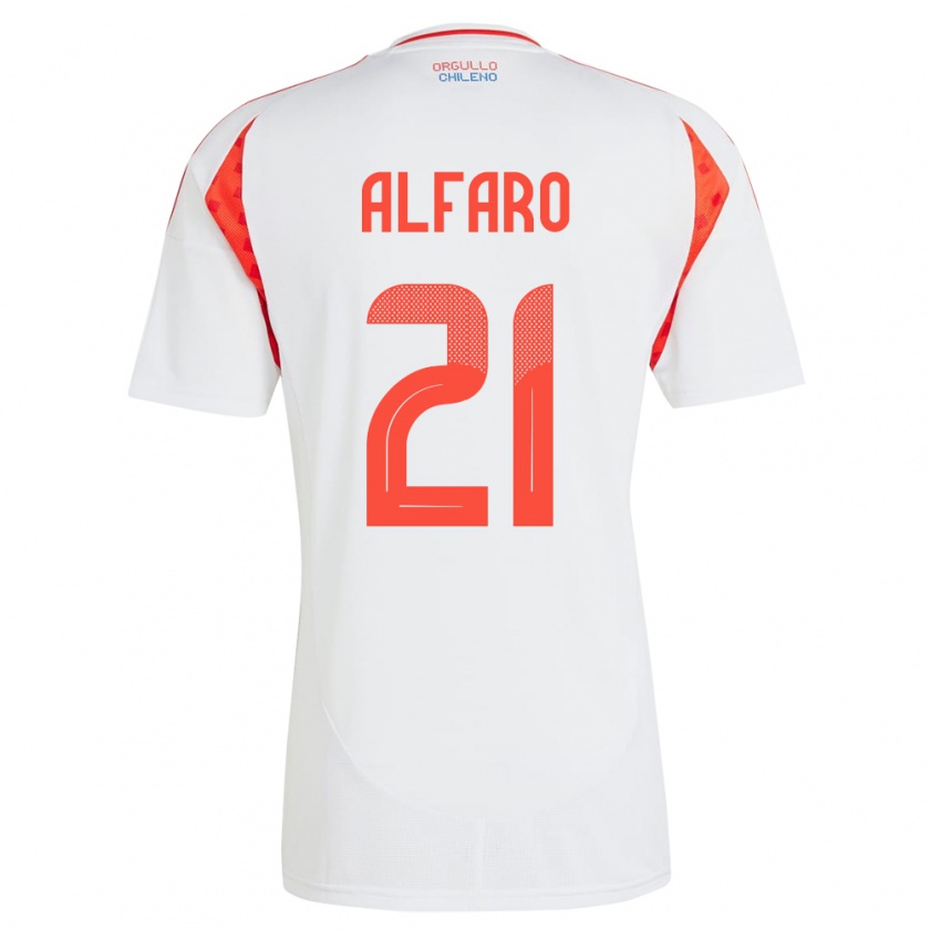 Kandiny Enfant Maillot Chili Julián Alfaro #21 Blanc Tenues Extérieur 24-26 T-Shirt