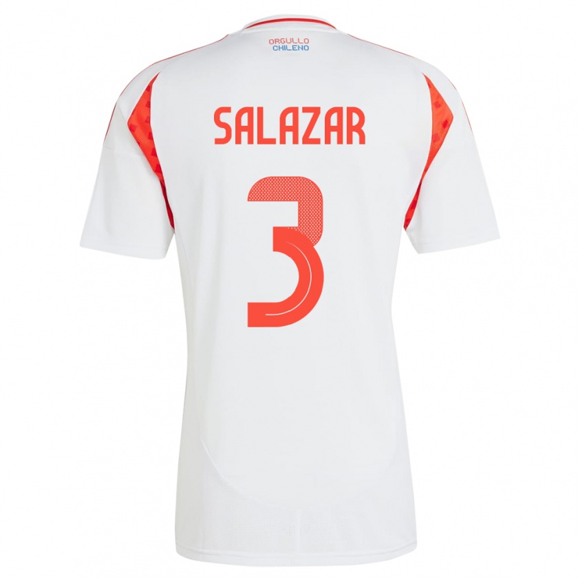 Kandiny Enfant Maillot Chili Yahir Salazar #3 Blanc Tenues Extérieur 24-26 T-Shirt