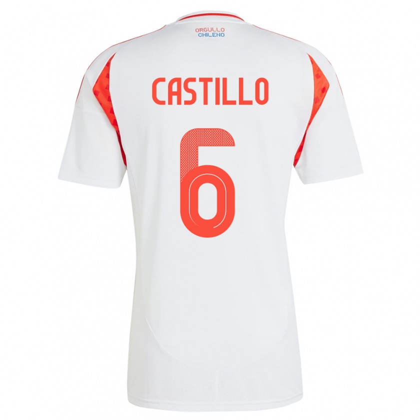 Kandiny Enfant Maillot Chili Cristóbal Castillo #6 Blanc Tenues Extérieur 24-26 T-Shirt