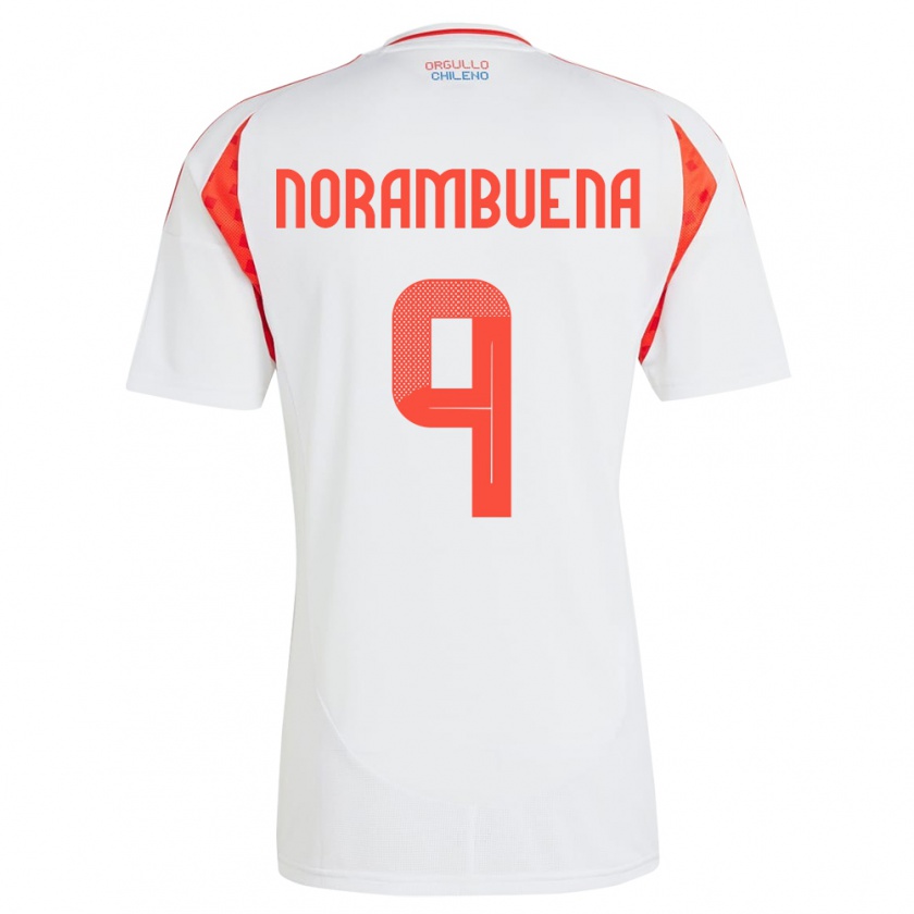 Kandiny Enfant Maillot Chili Gabriel Norambuena #9 Blanc Tenues Extérieur 24-26 T-Shirt