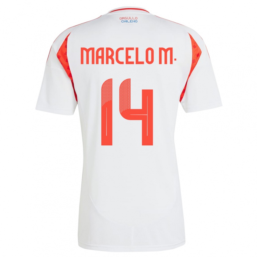 Kandiny Enfant Maillot Chili Marcelo Morales #14 Blanc Tenues Extérieur 24-26 T-Shirt