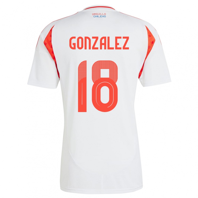 Kandiny Enfant Maillot Chili Bryan González #18 Blanc Tenues Extérieur 24-26 T-Shirt