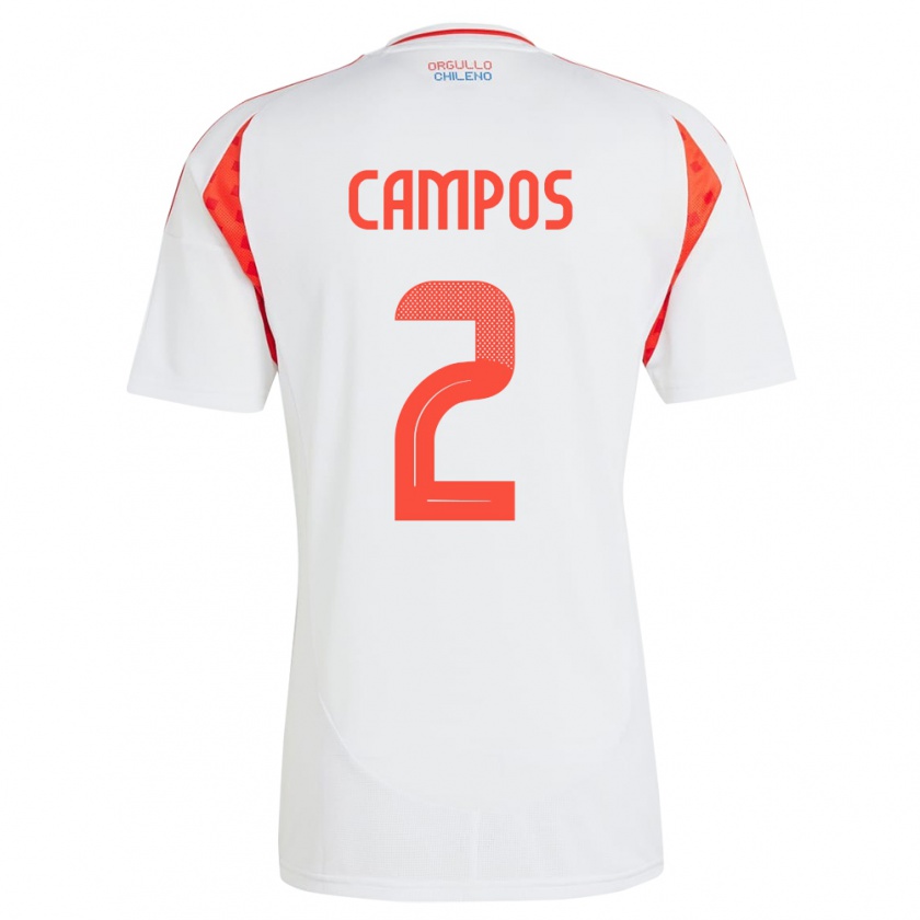 Kandiny Enfant Maillot Chili Víctor Campos #2 Blanc Tenues Extérieur 24-26 T-Shirt