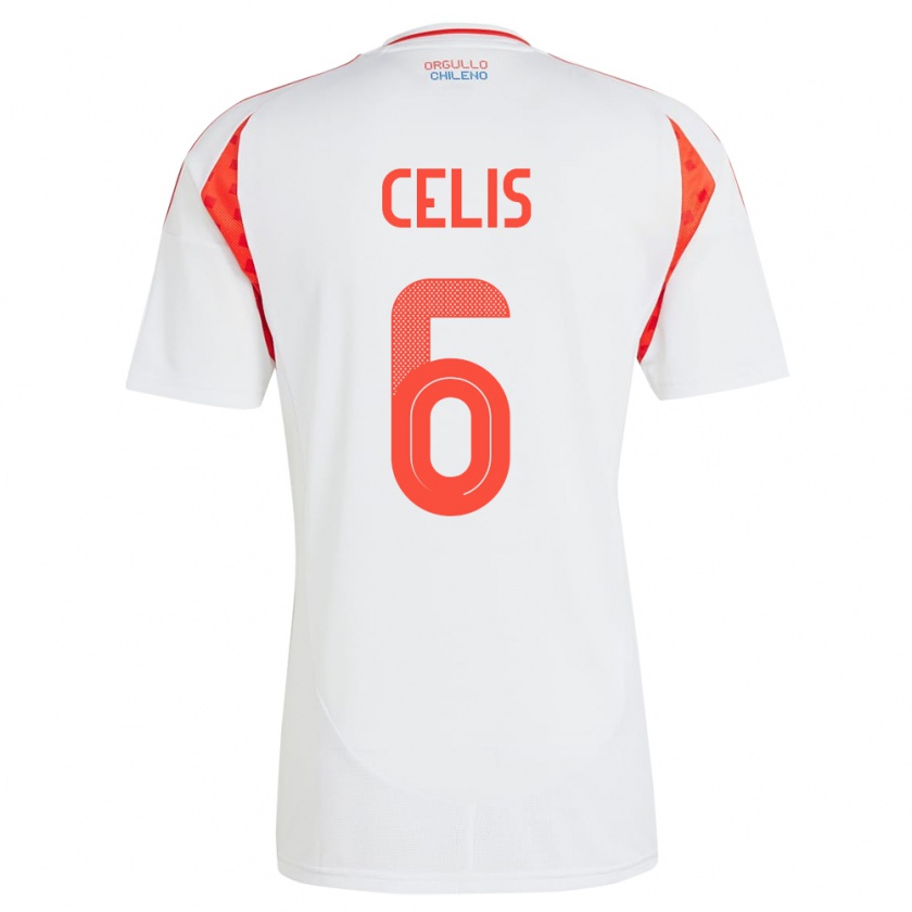 Kandiny Enfant Maillot Chili Milovan Celis #6 Blanc Tenues Extérieur 24-26 T-Shirt