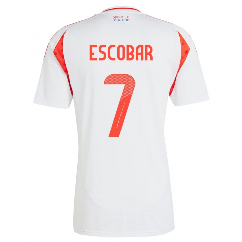 Kandiny Enfant Maillot Chili Bastián Escobar #7 Blanc Tenues Extérieur 24-26 T-Shirt