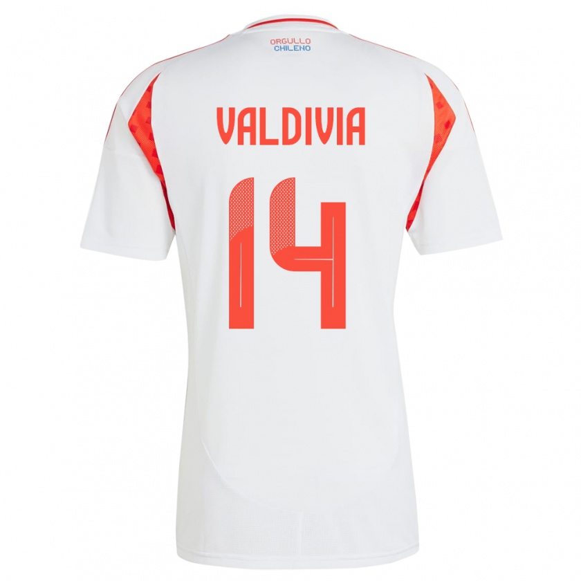 Kandiny Enfant Maillot Chili Felipe Valdivia #14 Blanc Tenues Extérieur 24-26 T-Shirt