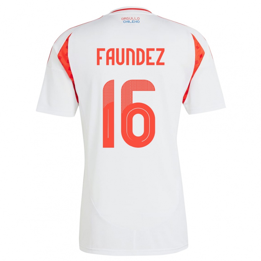 Kandiny Enfant Maillot Chili Felipe Faúndez #16 Blanc Tenues Extérieur 24-26 T-Shirt