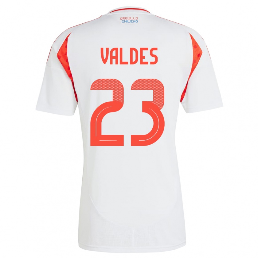 Kandiny Enfant Maillot Chili Francisco Valdés #23 Blanc Tenues Extérieur 24-26 T-Shirt