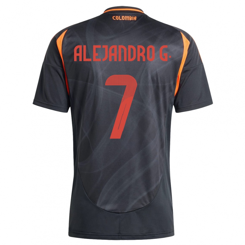 Kandiny Enfant Maillot Colombie Alejandro García #7 Noir Tenues Extérieur 24-26 T-Shirt