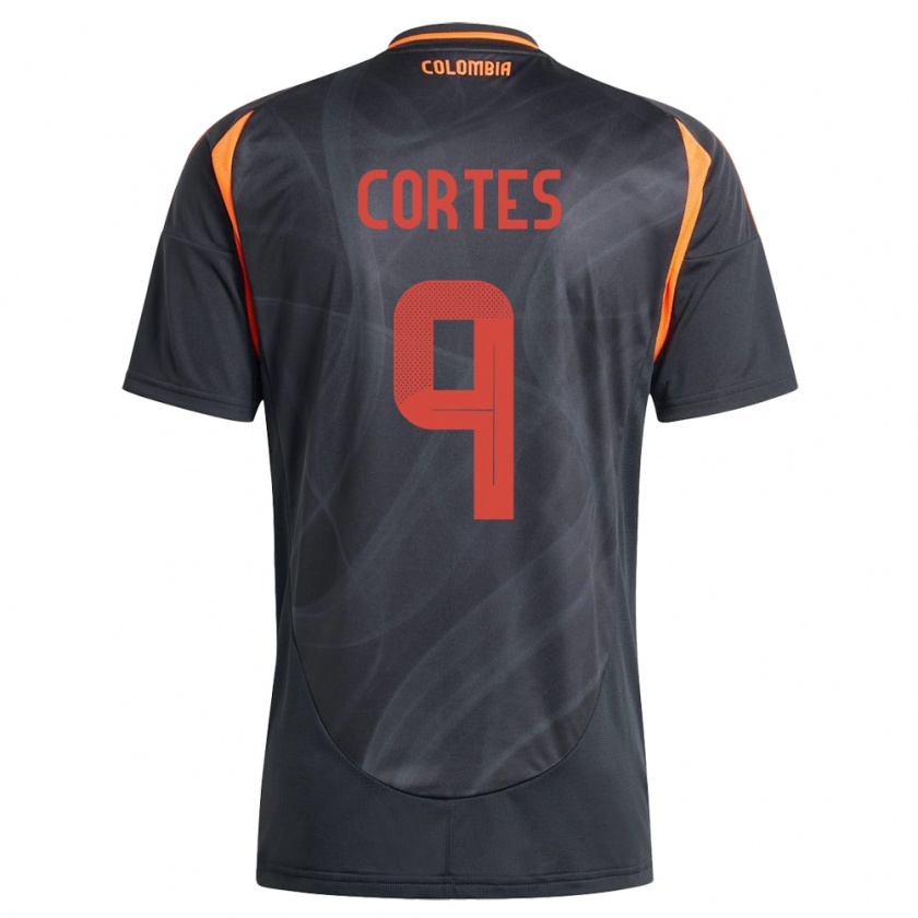 Kandiny Enfant Maillot Colombie Carlos Cortés #9 Noir Tenues Extérieur 24-26 T-Shirt