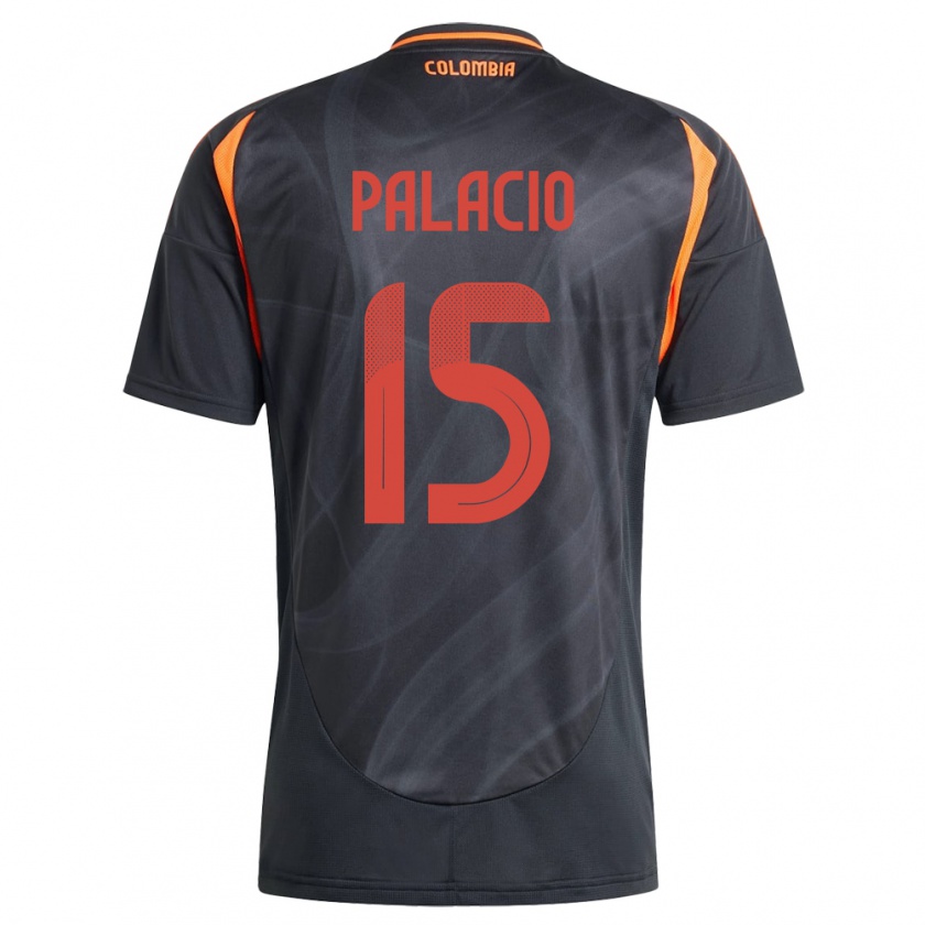 Kandiny Enfant Maillot Colombie Nelson Palacio #15 Noir Tenues Extérieur 24-26 T-Shirt