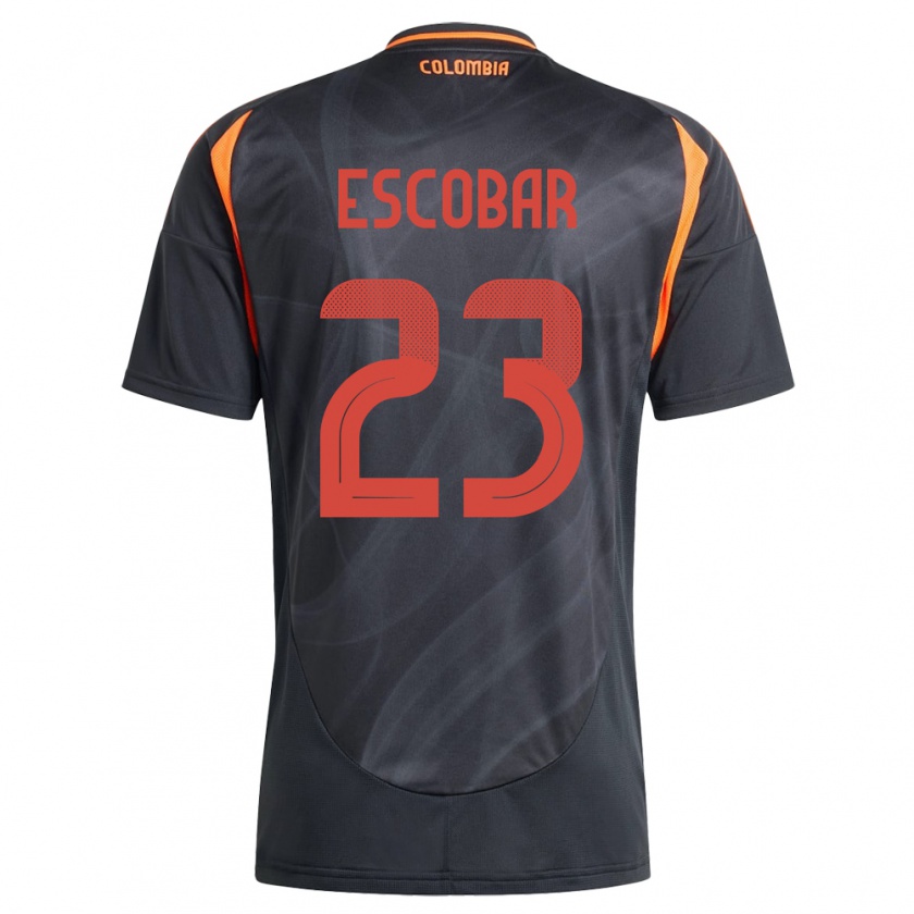 Kandiny Enfant Maillot Colombie Josen Escobar #23 Noir Tenues Extérieur 24-26 T-Shirt