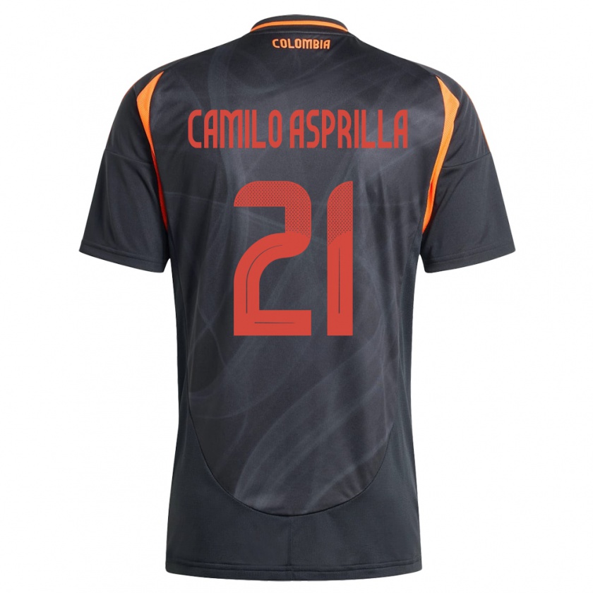 Kandiny Enfant Maillot Colombie Juan Camilo Asprilla #21 Noir Tenues Extérieur 24-26 T-Shirt