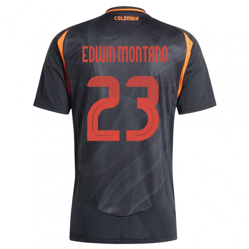 Kandiny Enfant Maillot Colombie John Edwin Montaño #23 Noir Tenues Extérieur 24-26 T-Shirt