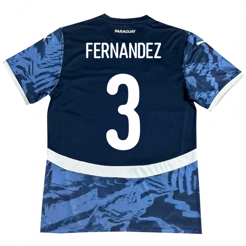 Kandiny Enfant Maillot Paraguay Roberto Fernández #3 Bleu Tenues Extérieur 24-26 T-Shirt