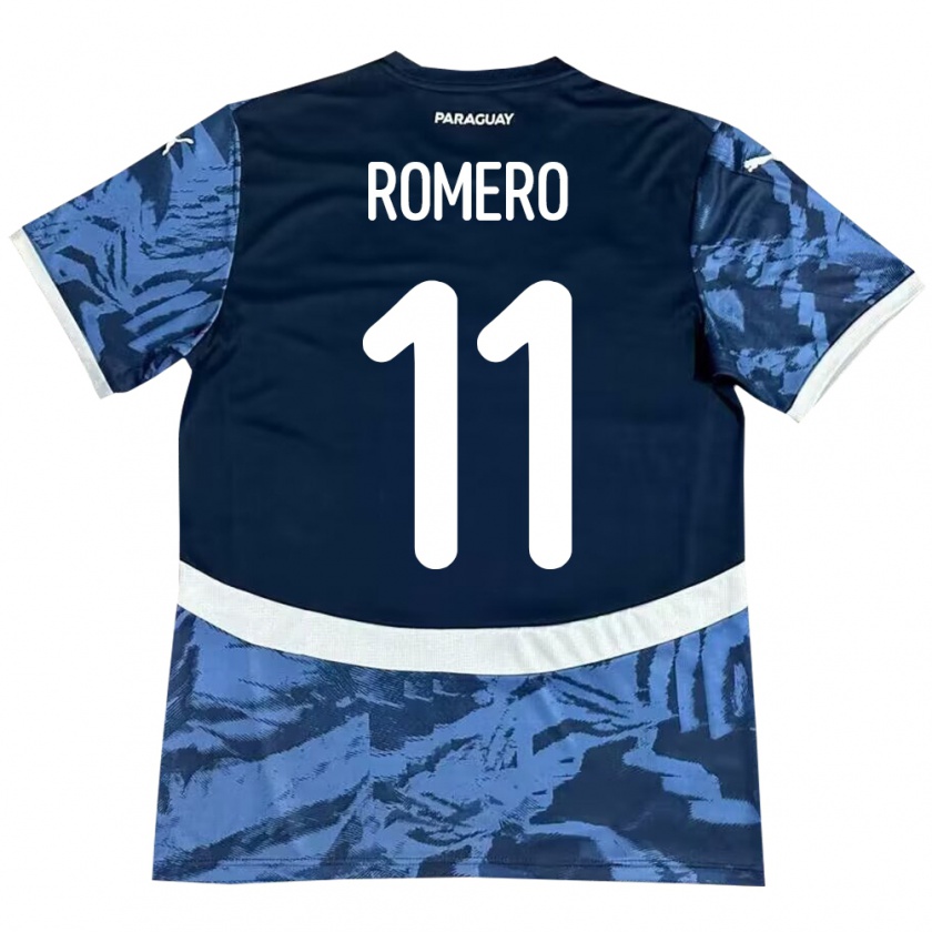 Kandiny Enfant Maillot Paraguay Ángel Romero #11 Bleu Tenues Extérieur 24-26 T-Shirt