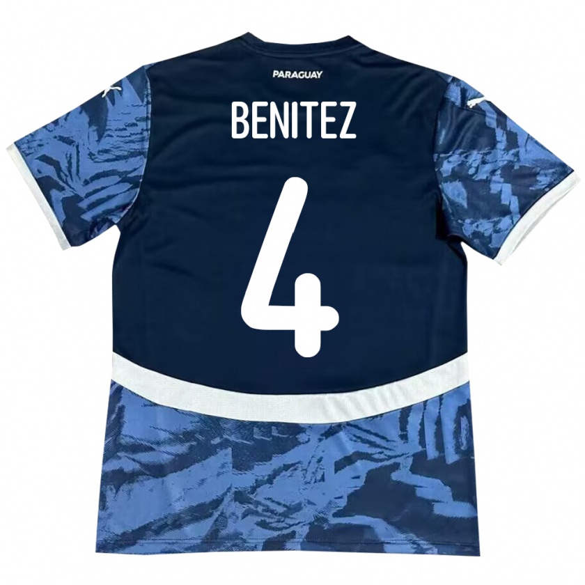 Kandiny Enfant Maillot Paraguay Gastón Benítez #4 Bleu Tenues Extérieur 24-26 T-Shirt