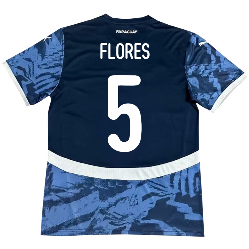 Kandiny Enfant Maillot Paraguay Gilberto Flores #5 Bleu Tenues Extérieur 24-26 T-Shirt