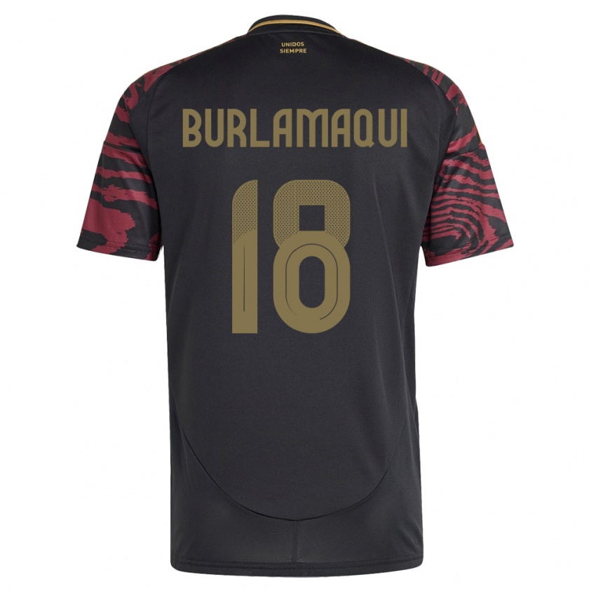 Kandiny Enfant Maillot Pérou Alessandro Burlamaqui #18 Noir Tenues Extérieur 24-26 T-Shirt