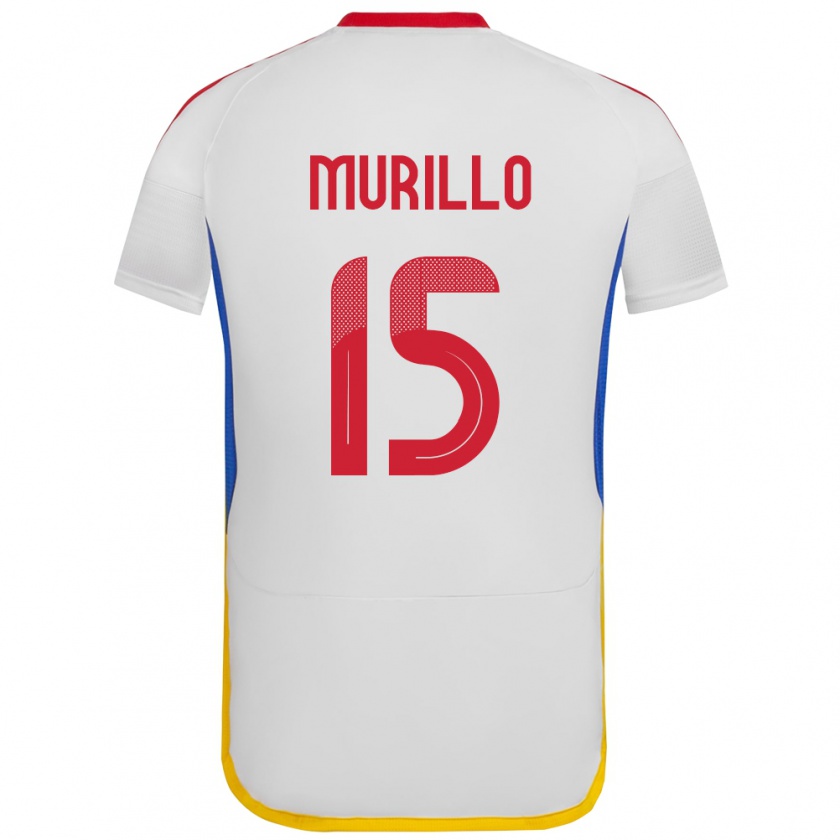 Kandiny Enfant Maillot Venezuela Jhon Murillo #15 Blanc Tenues Extérieur 24-26 T-Shirt