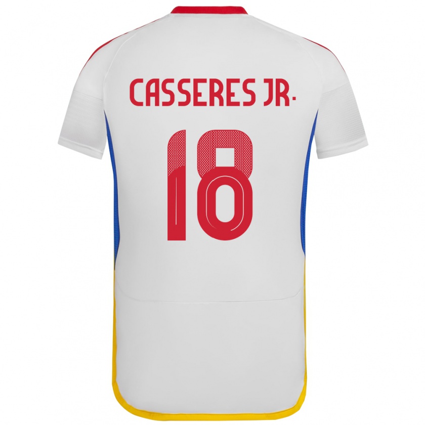 Kandiny Enfant Maillot Venezuela Cristian Cásseres Jr. #18 Blanc Tenues Extérieur 24-26 T-Shirt