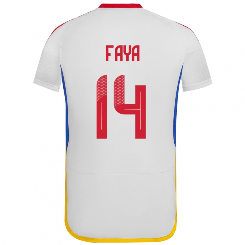 Kandiny Enfant Maillot Venezuela Carlos Faya #14 Blanc Tenues Extérieur 24-26 T-Shirt